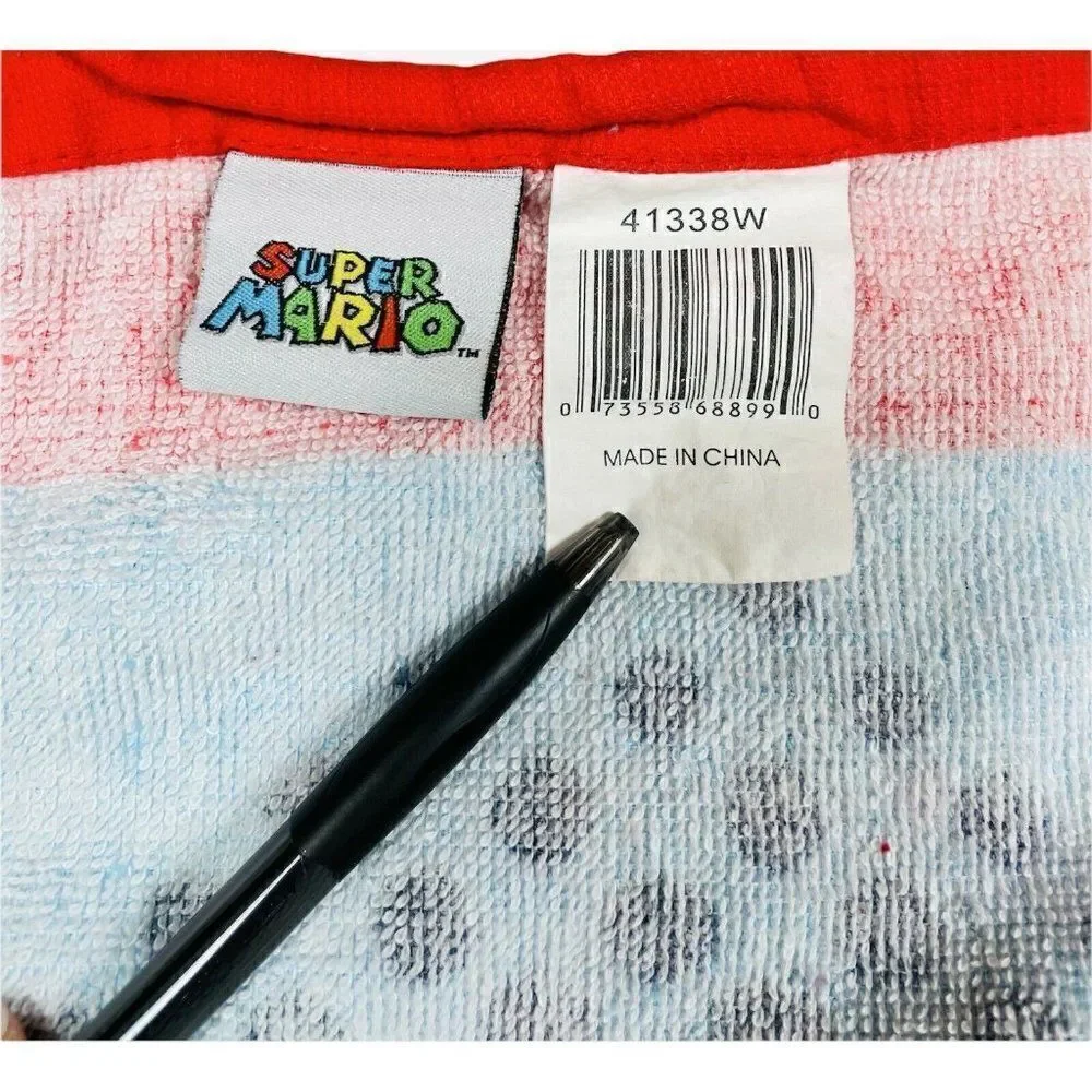 2014 Nintendo Super Mario Towel RARE Print 55x27 Video Game Yoshi Toad Boo Star